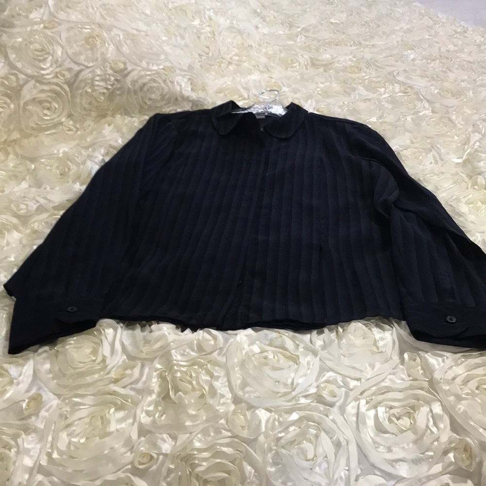 NWOT Tommy Hilfiger Navy blue striped soft, sheer